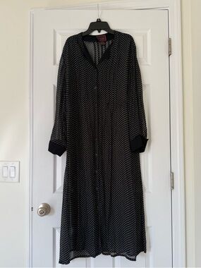 Vtg April Cornell Size L Polka Dots Cottagecore Prairie 90s Sheer Maxi Dress